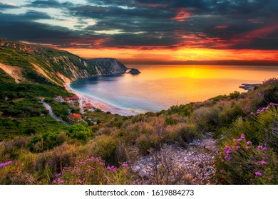 Beautiful Summer Sunset On Greece Islands