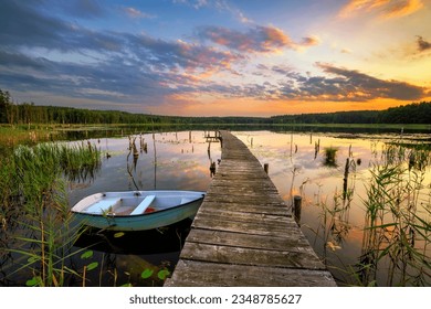 Beautiful summer sunset over the lake - Powered by Shutterstock