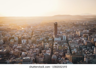 The beautiful sunny city of Alicante in Spain, views of the city from a height