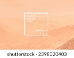 Beautiful sunny day in mountain valley and mountainous countryside landscape in summer toned in pantone color of year 2024 Peach Fuzz