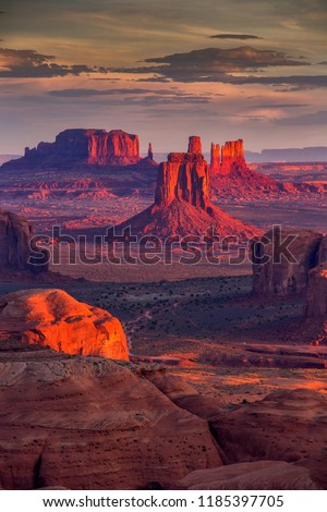 Beautiful Sunrise in Hunts Mesa navajo tribal majesty place near Monument Valley, Arizona, USA