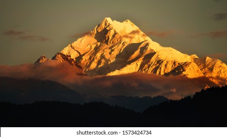 Beautiful Sunrise at Kanchenjunga range of Himalayas