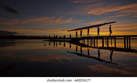 Beautiful sunrise at Lake Paranoa in Brasilia, Brazil with still water reflections - Powered by Shutterstock