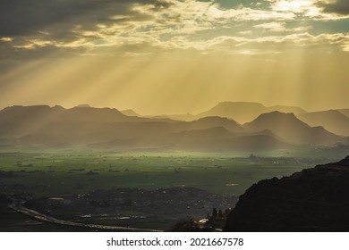 Beautiful sunrise in the morning Ketab, Ibb government, Yemen. Yemen landscape view for tourism. Yemen mountains. Yemen nature. 