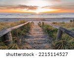 Beautiful sunrise at New Brighton Beach, Christchurch, New Zealand. It is one of eastern country