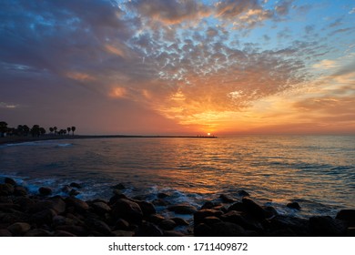 A Beautiful Sunrise On The Beach In Chilches, Castellón, Spain