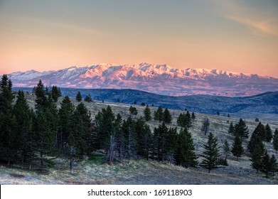 A Beautiful Sunrise On The Crazy Mountains Of Montana.
