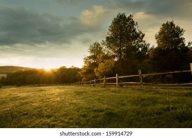 Beautiful sunrise on the farm - Shutterstock ID 159914729