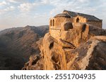 Beautiful sunrise on the top of Mousa Mountain in Egypt, South Sinai. An ancient monastery on the top of Mount Moses, on the Sinai Peninsula