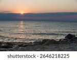 Beautiful sunrise over the Aegean Sea, Paralia Katerinis, Greece