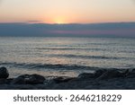 Beautiful sunrise over the Aegean Sea, Paralia Katerinis, Greece