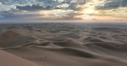 Beautiful Sunrise Over Dubai Desert Dunes, Desert Dubai, UAE, Nature