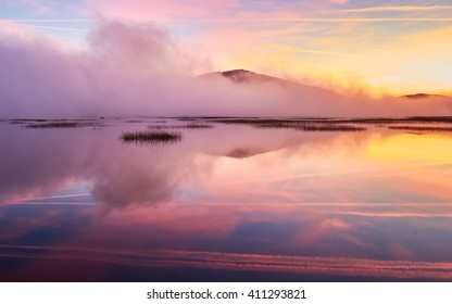 Beautiful Sunrise Over Lake Cerknica, Slovenia 