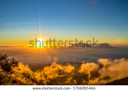 Beautiful Sunrise photo taken from Sumbing Mountain, Temanggung Central Java
