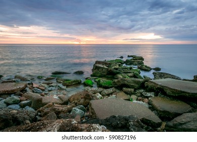 Beautiful Sunrise And Seascape. Grand View Island, Fox Hill, Hampton, Virginia