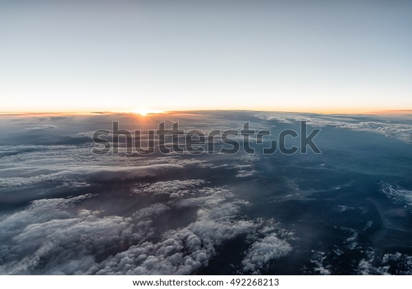 Beautiful Sunrise Seen Aircraft Stock Photo (Edit Now) 492268213