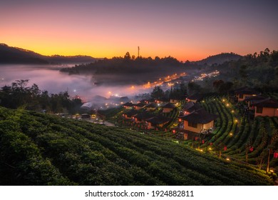 Beautiful Sunrise View At Ban Rak Thai That A Village Of Yunnan People In Mae Hong Son Province Northern Thailand.