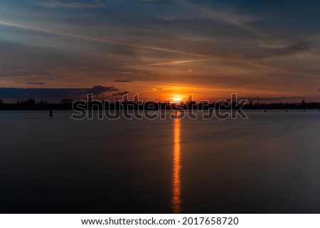 Beautiful Sunset above the Haarrijnse Plas in the Netherlands Imagine de stoc © 