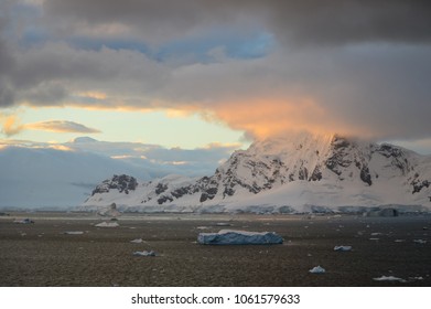 Beautiful Sunset At The Antartica