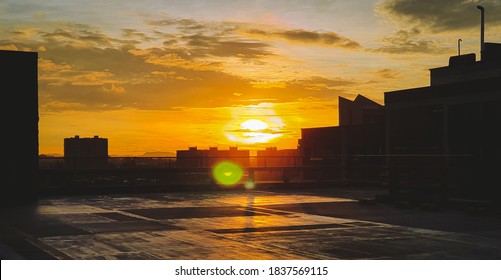 Beautiful Sunset Between Buildings In Bogota