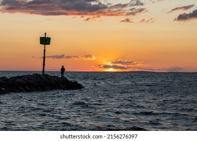 A Beautiful Sunset By The Beach On Marthas Vineyard In New England