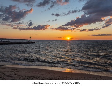 A Beautiful Sunset By The Beach On Marthas Vineyard In New England