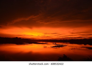 A Beautiful Sunset At Chennai River