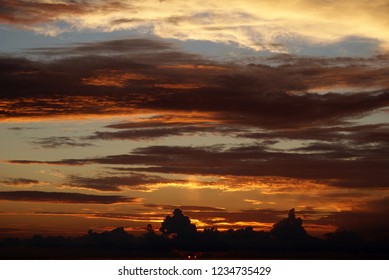Beautiful sunset with clouds.