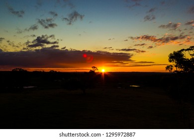 Beautiful Sunset With Clouds Above The Australian Outback