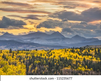 Beautiful sunset day over Mountains and a Valley
