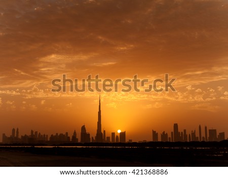 Beautiful sunset in Dubai