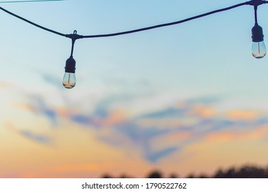 Beautiful Sunset With An Edison Bulb.