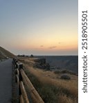 Beautiful sunset and Evil Kneivel jump overlooking the Snake River Canyon in Twin Falls, Idaho. 