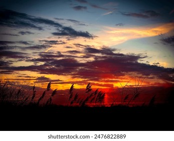 A beautiful sunset with exploding color