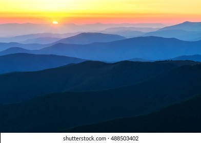beautiful sunset in high mountains