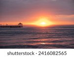 beautiful sunset at the huanchaco beach pier 