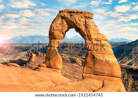 Beautiful Sunset Image taken at Delicate Arch with no person. Arches National Park, Utah - USA