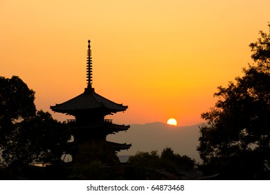 Beautiful Sunset In Kyoto, Japan