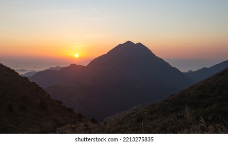 Beautiful Sunset At Lantau Peak From Sunset Peak, Lantau Island, Hong Kong