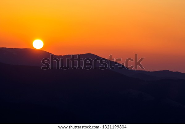 Beautiful Sunset Mountains Wide Panorama View Stock Photo Edit Now