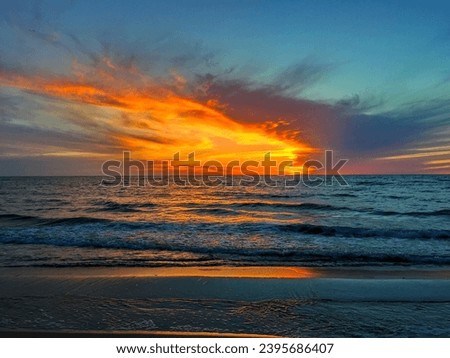 Beautiful sunset on the Baltic Sea, Kaliningrad region of Russia