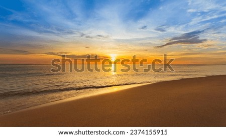 Beautiful sunset on the beach and natural sea landscape.