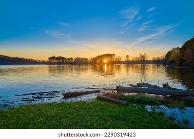 Beautiful sunset on Beaver Lake near Rogers Arkansas. - Shutterstock ID 2290319423