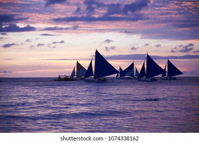 Beautiful Sunset On Boracay White Beach, Philippines