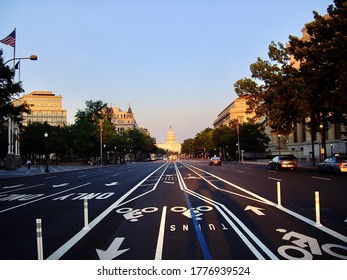 Beautiful Sunset On East Capitol Street In Washington DC. 06/05/2020 - Washington DC, USA