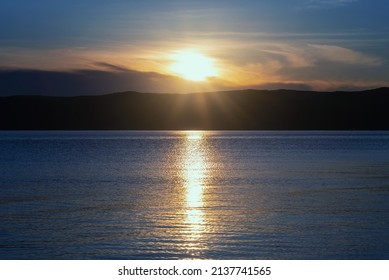 Beautiful Sunset On Lake Baikal In The Summer.