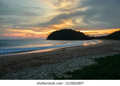  Beautiful of sunset on Layan Beach, Thailand,Seasacape