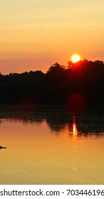 A Beautiful Sunset On The Mohawk River In Upstate New York.