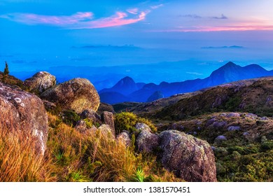 Beautiful Sunset On The Mountains Of Serra Dos Órgãos National Park, Rio De Janeiro, Brazil