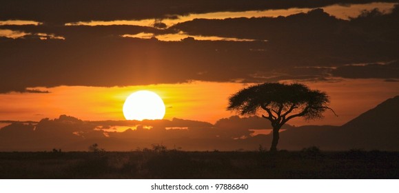 Beautiful Sunset On The Savanna Plains Of East Africa